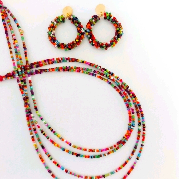 Boho style Multicolor necklace with earrings - Picture 6 of 6